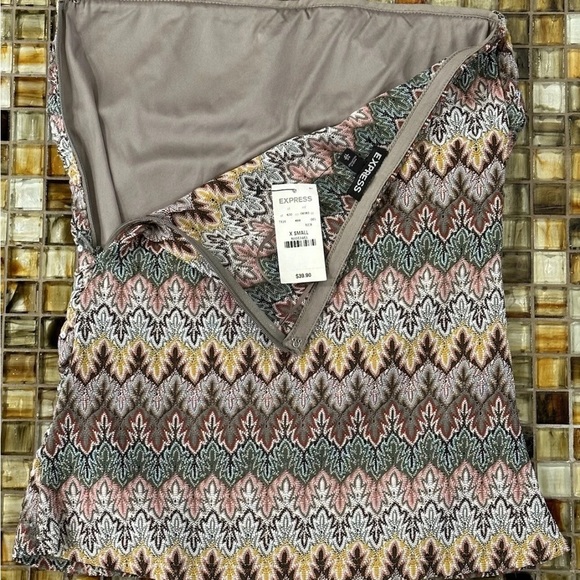 Express Womens Strapless Fitted Sparkly Multicolor Top~Side Zipper~Lined~small - Picture 16 of 16